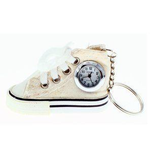 NEW Rare Mini Canvas Basketball White Tennis shoe keychain watch New battery